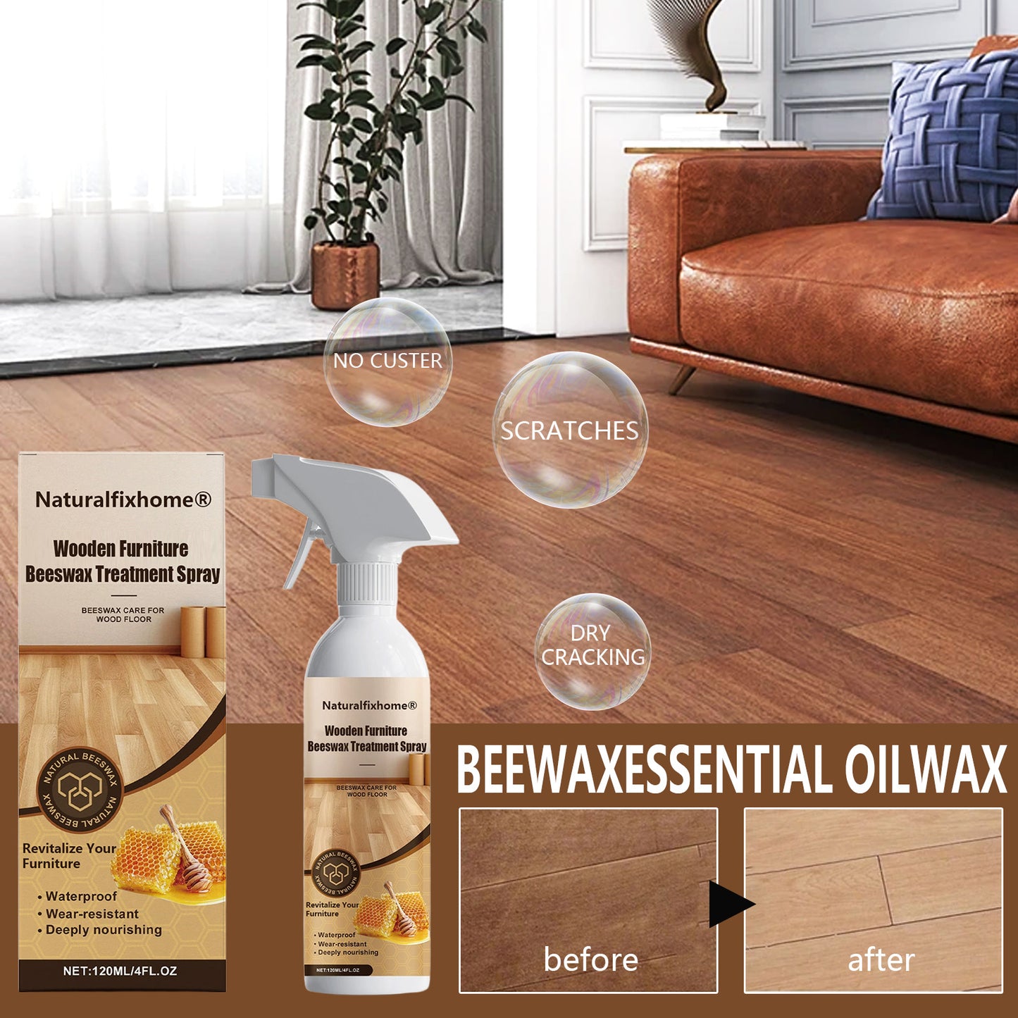 🧴Naturalfixhome® Wooden Furniture Beeswax Treatment Spray